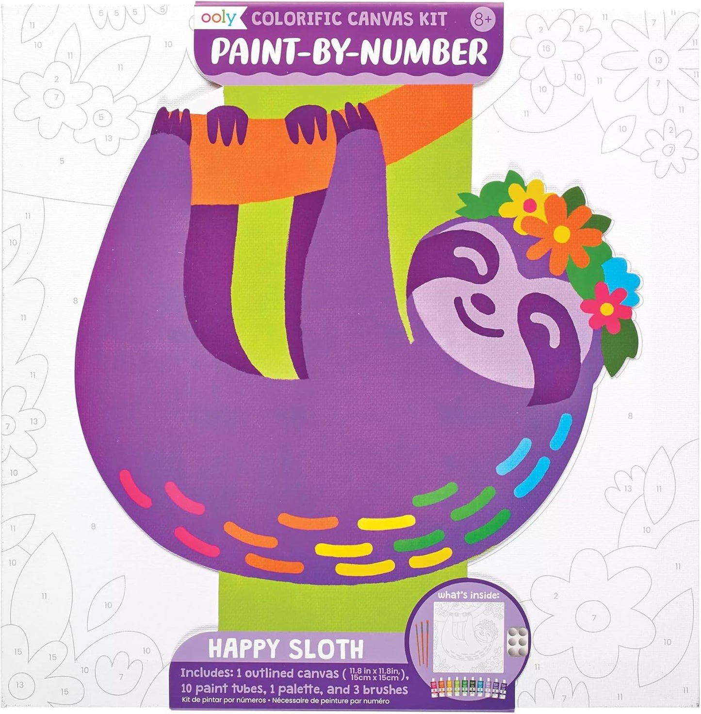 Colorific Canvas Paint by Number Kit - Happy Sloth