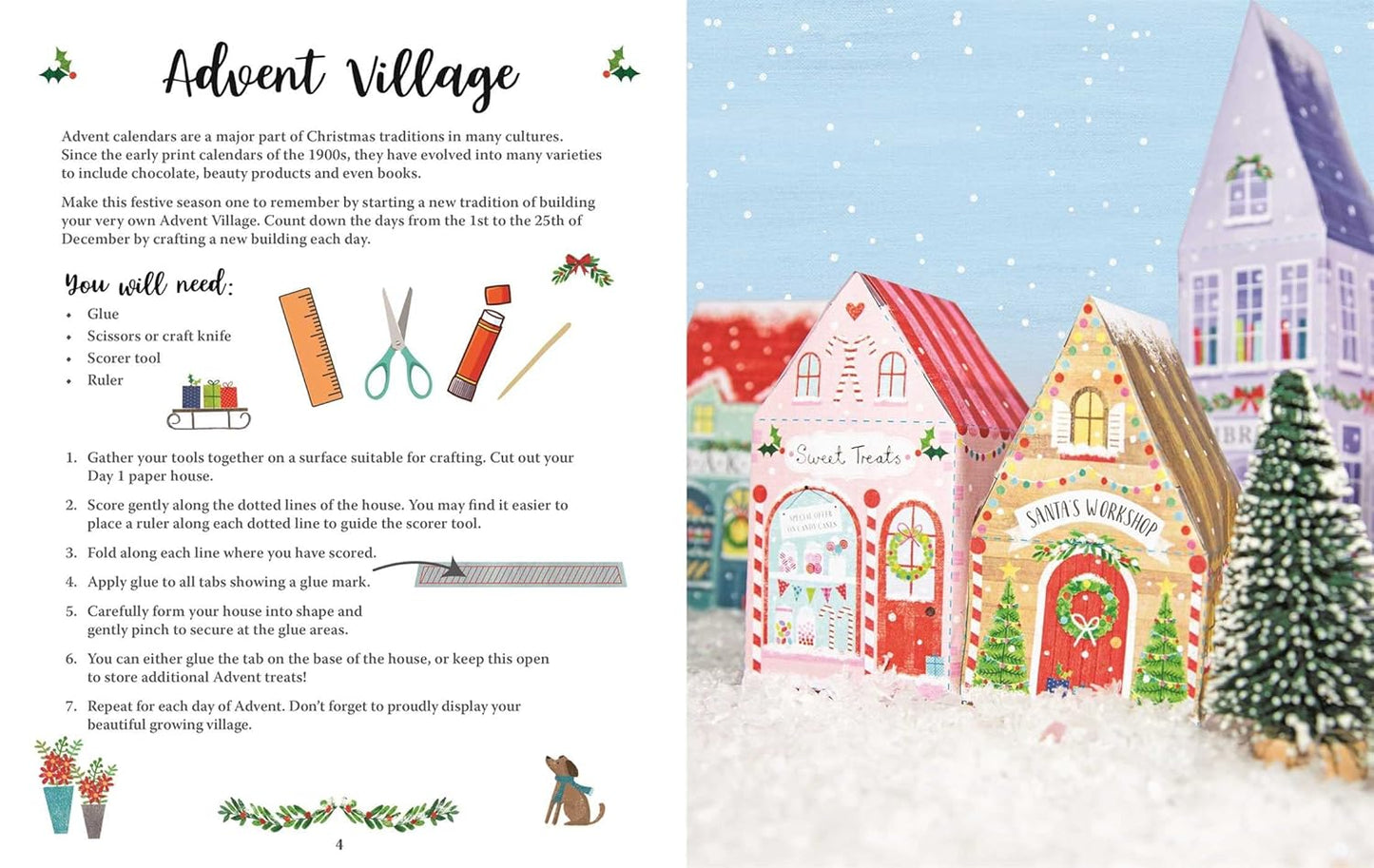 Christmas Village Advent Craft Kit: With 25 Beautifully Illustrated Buildings