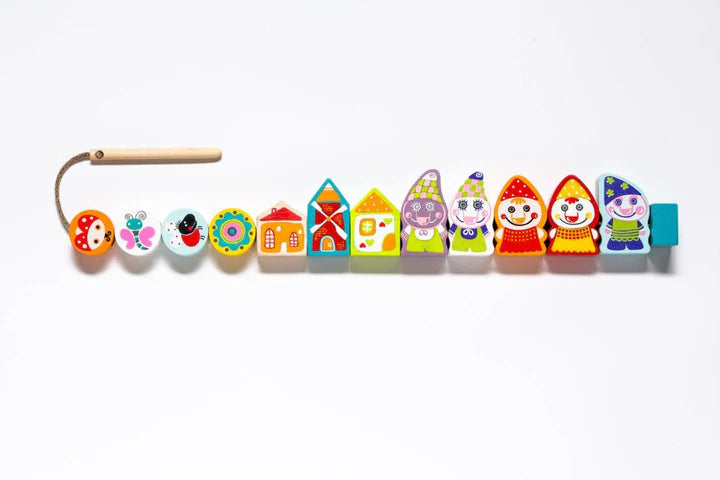 Wooden Lacing Toy- Happy Dwarves