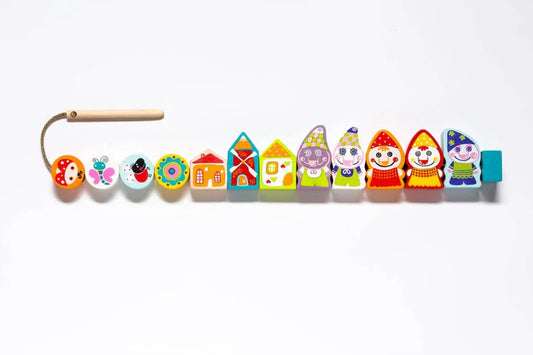 Cubika Wooden Lacing Toy- Happy Dwarves