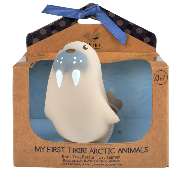 Arctic Sea Lion- Pure Organic Natural Rubber Teether, Rattle & Bath Toy