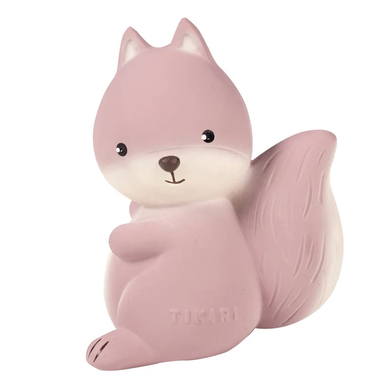 Squirrel Natural Rubber Teether, Rattle & Bath Toy