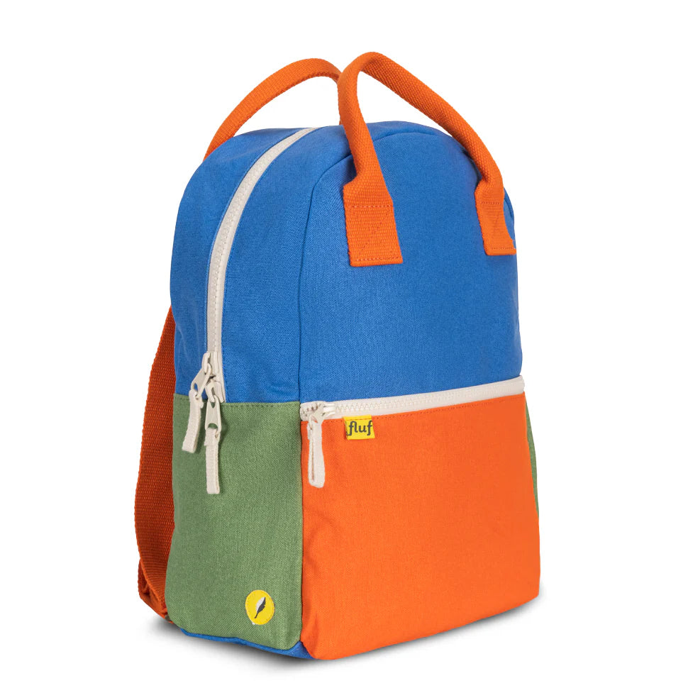 Organic Cotton Kids Backpack - Cobalt Orange