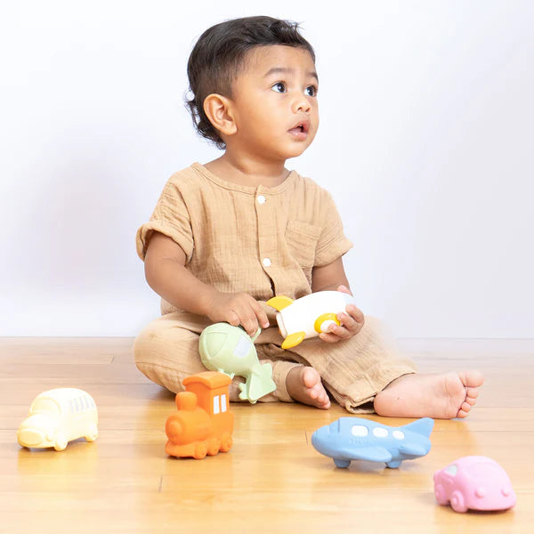 Train- Organic Natural Rubber Rattle, Teether & Bath Toy