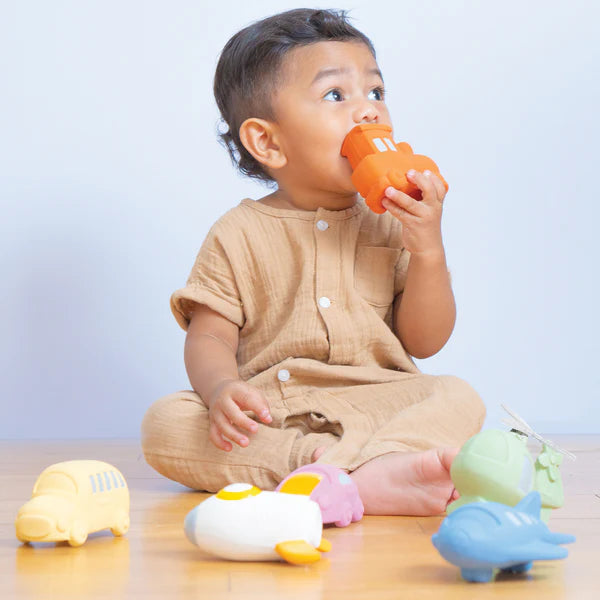 Train- Organic Natural Rubber Rattle, Teether & Bath Toy