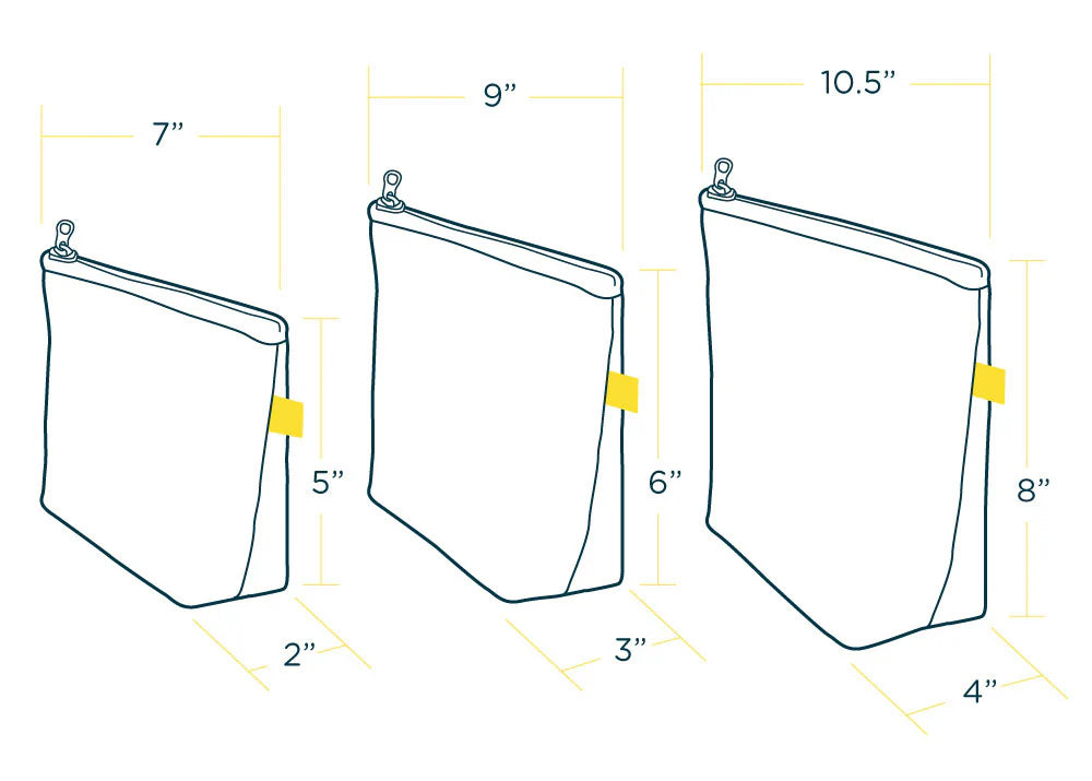 Organic Cotton Zip Pouches - Set of 3