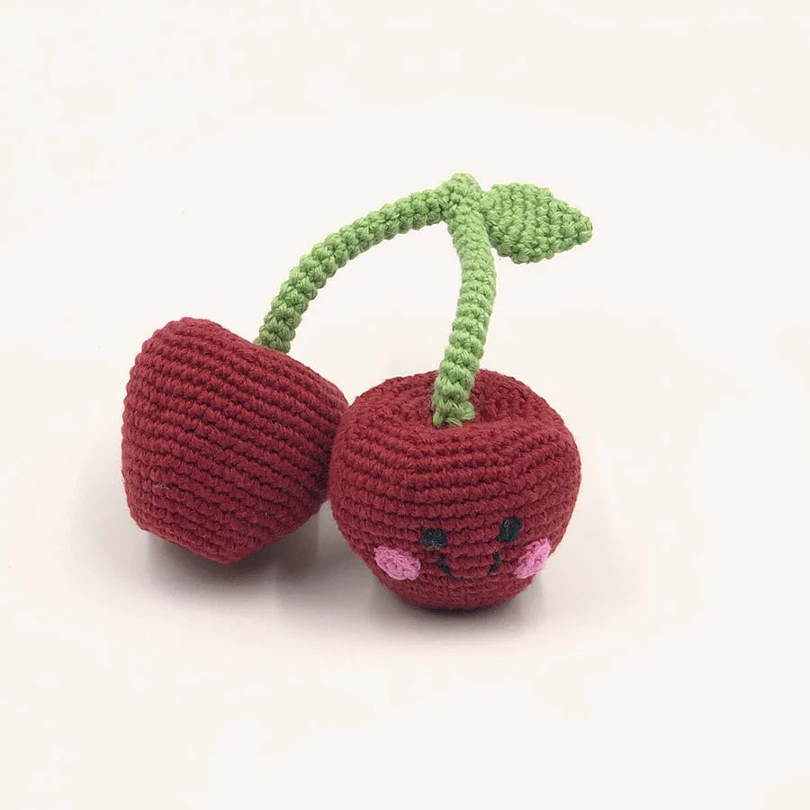 Cherry- Organic Cotton Plush Rattle