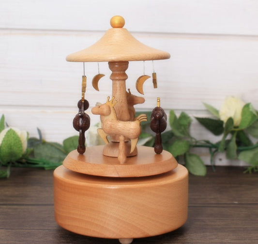 Wooden Music Box - Starry Carousel