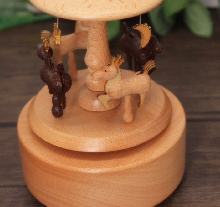 Wooden Music Box - Starry Carousel