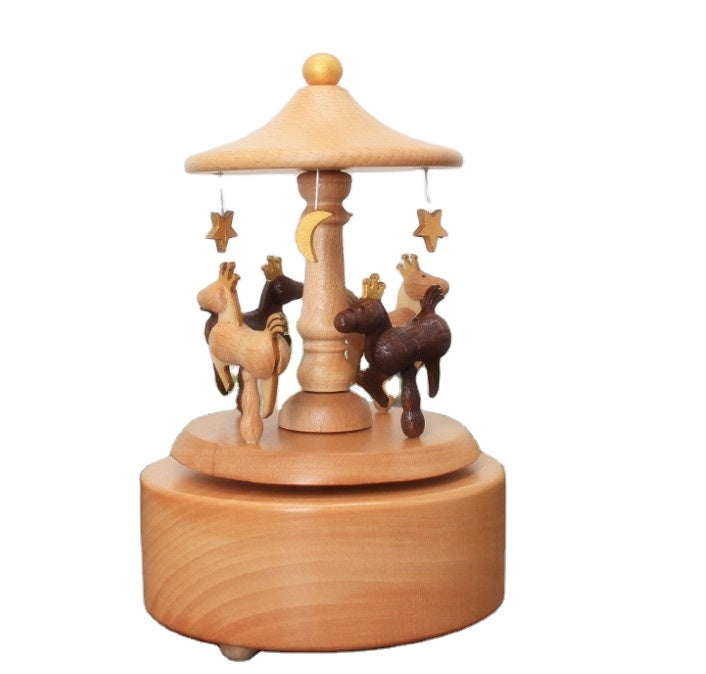 Wooden Music Box - Starry Carousel