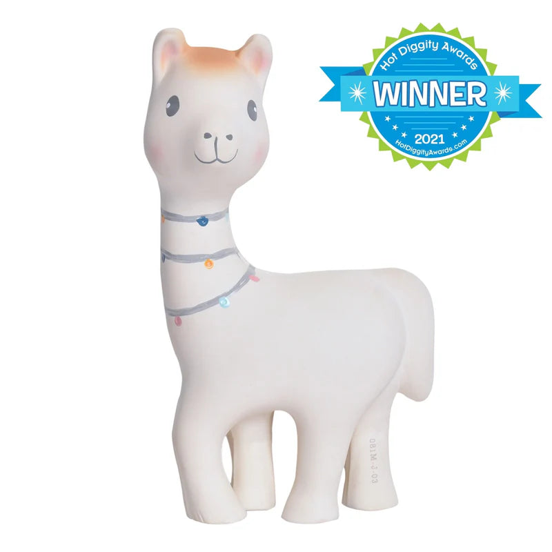 Organic Natural Rubber Rattle, Teether & Bath Toy - Lilith the Llama