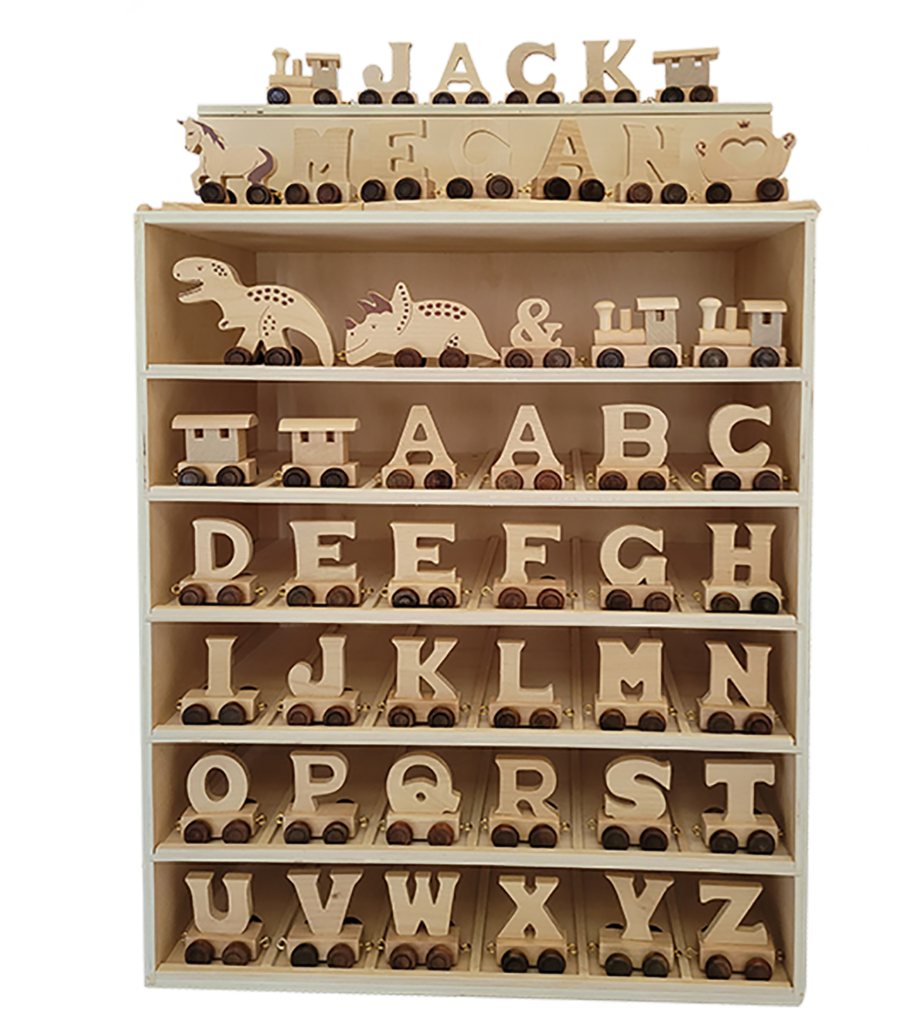 Natural Wood Toy Train Letters