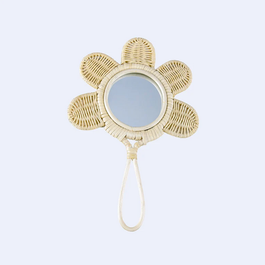 Rattan Flower Hand Mirror