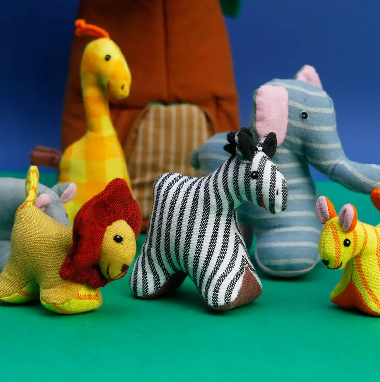 Handcrafted Organic Cotton Jungle Tree Playhouse with Animals
