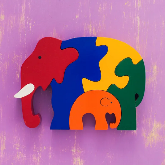 Handmade Wooden Puzzle - Elephant & Baby