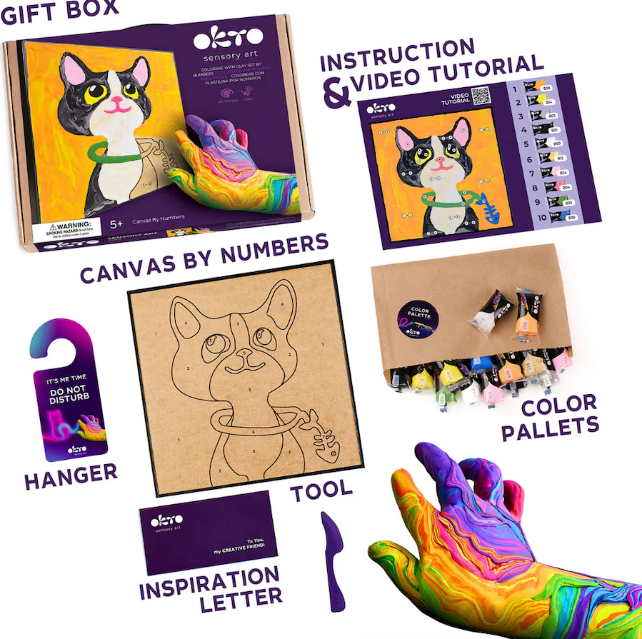Sensory Art Coloring with Clay Set by Numbers - Cat