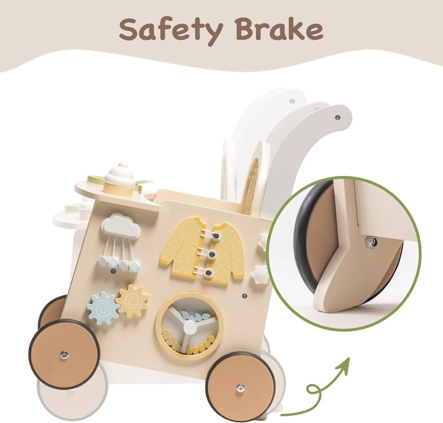 Wooden Baby Push Walker - Rattan