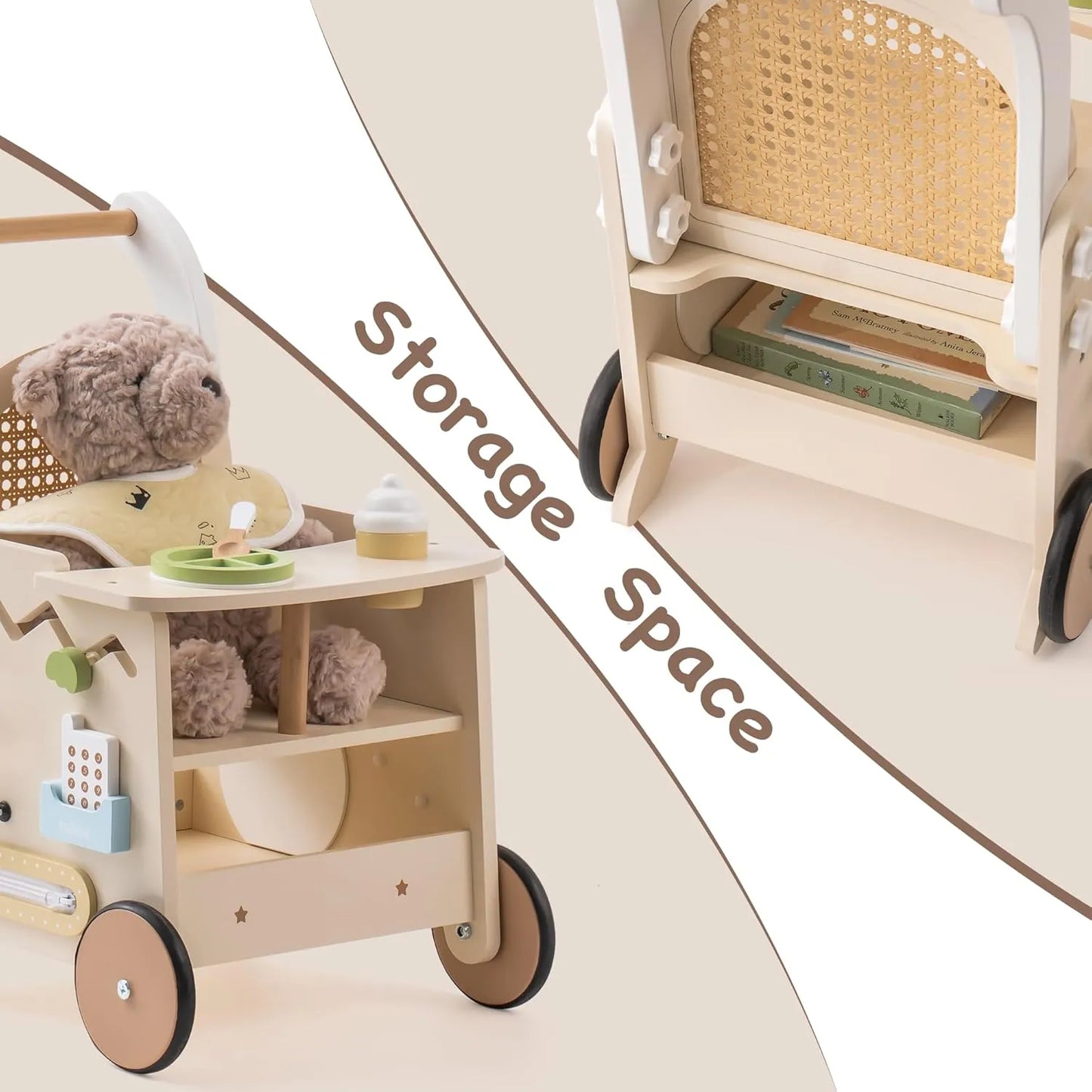 Wooden Baby Push Walker - Rattan