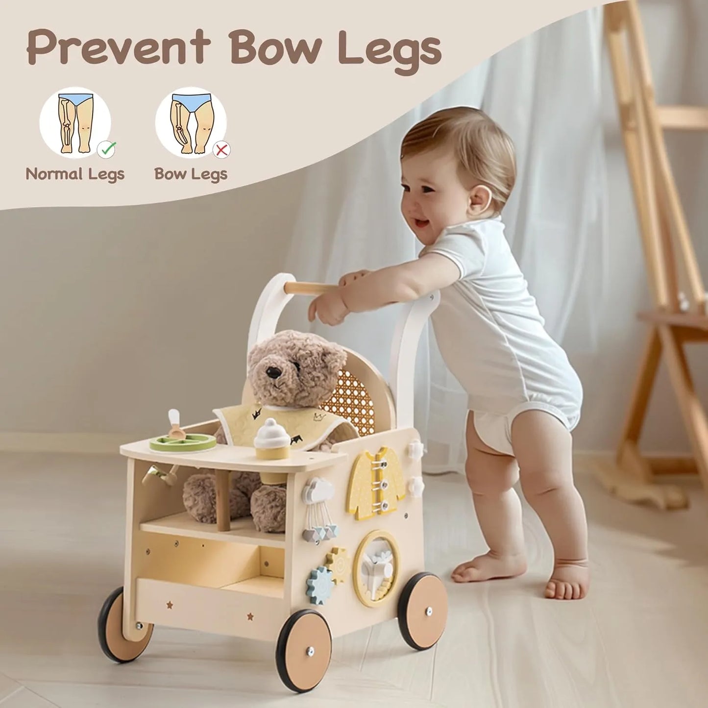 Wooden Baby Push Walker - Rattan