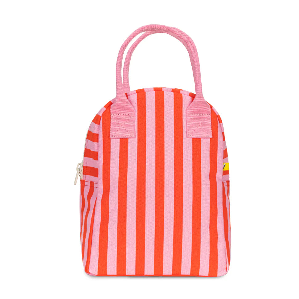 Organic Cotton Lunch Bag - Awning Stripe Pink