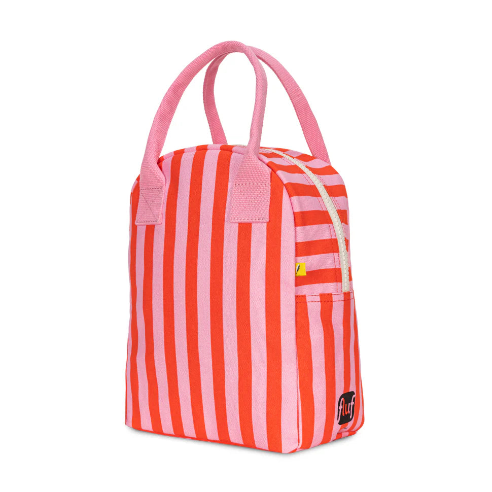 Organic Cotton Lunch Bag - Awning Stripe Pink