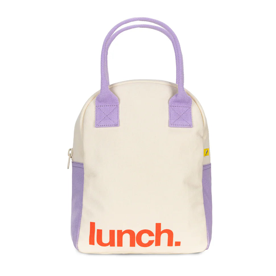Organic Cotton Lunch Bag - ‘Lunch’ Lavender Poppy