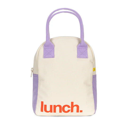 Organic Cotton Lunch Bag - ‘Lunch’ Lavender Poppy