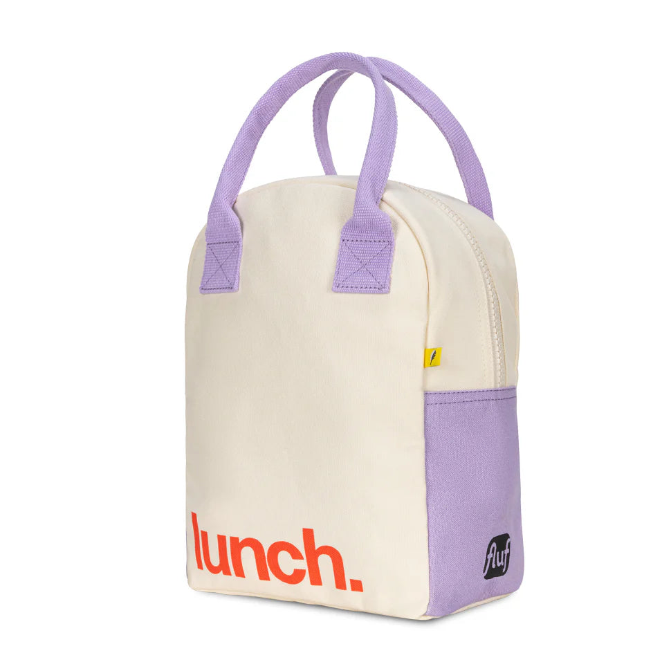 Organic Cotton Lunch Bag - ‘Lunch’ Lavender Poppy