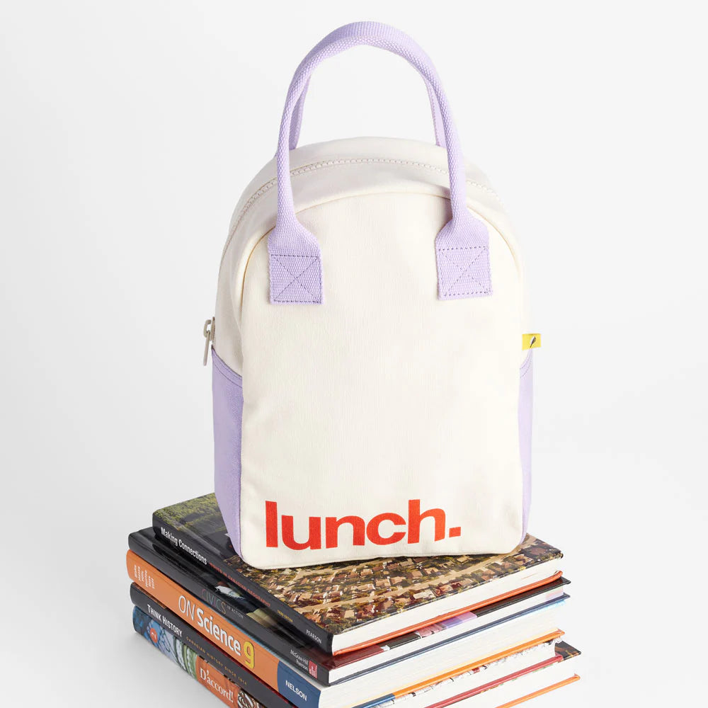 Organic Cotton Lunch Bag - ‘Lunch’ Lavender Poppy