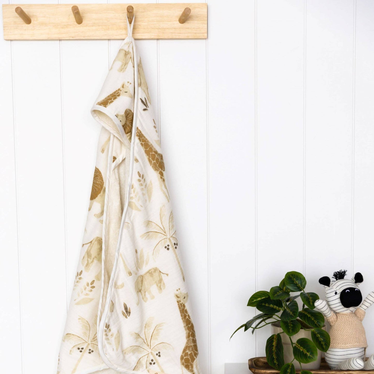 Hooded Cotton Towel- Safari Animals