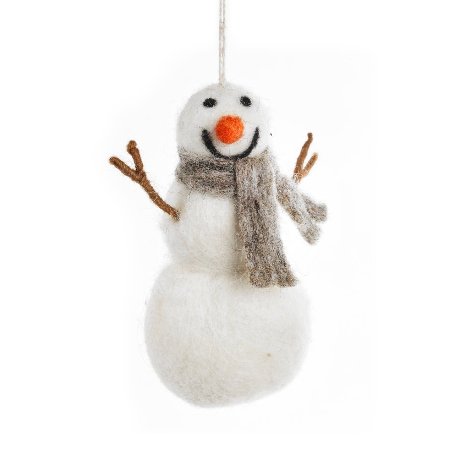 Handmade Biodegradable Hanging Felt Norman the Snowman Handmade Felt Christmas Tree Decoration