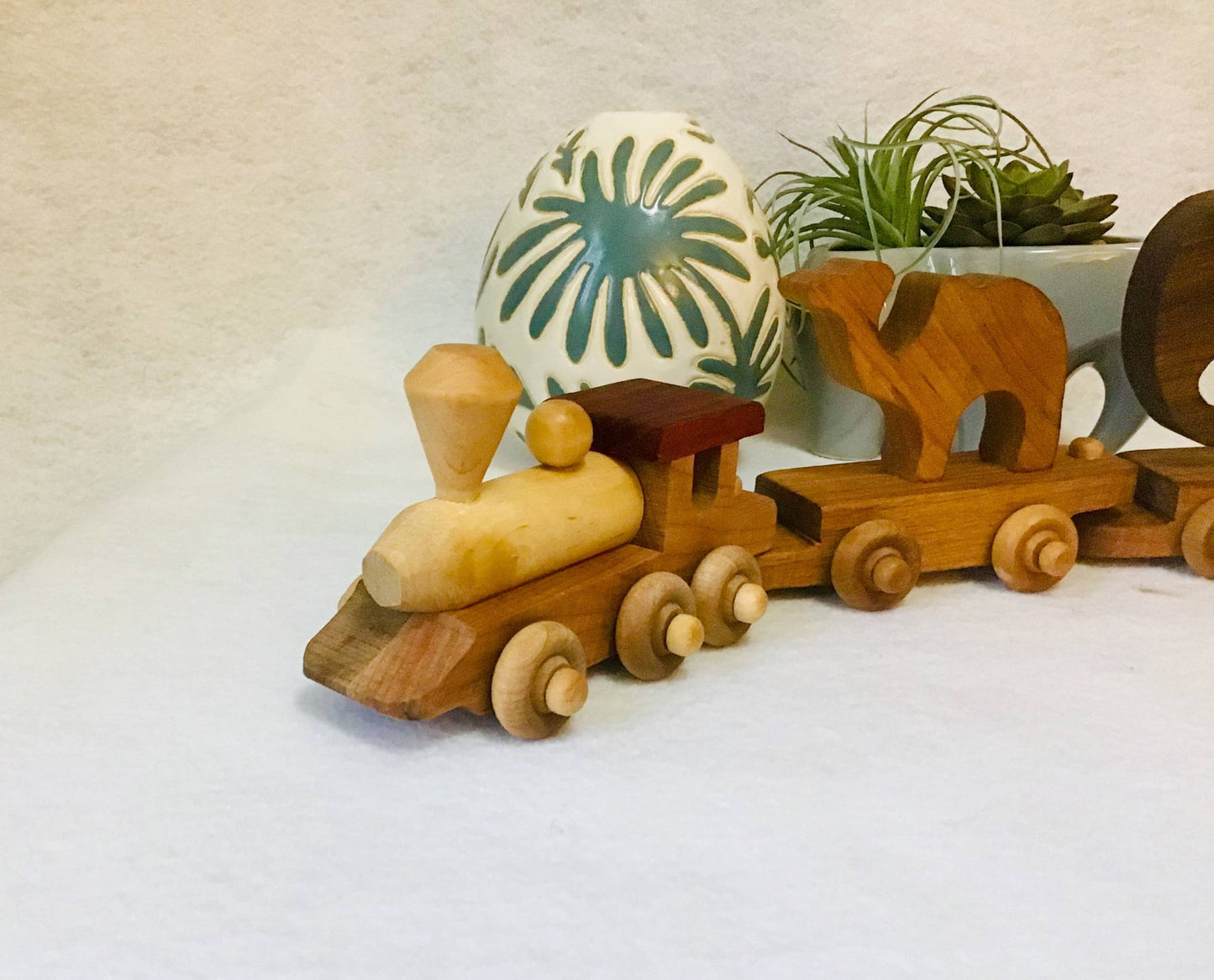 Handmade Wooden Zoo Train Set