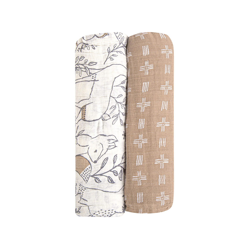 Cotton Swaddle Wraps- Ezra 2PC