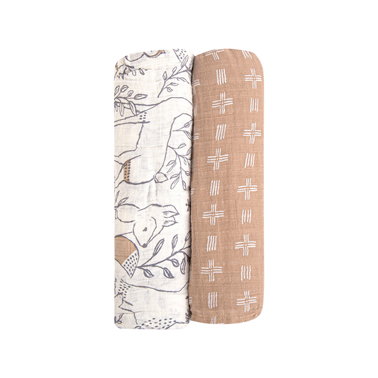 Cotton Swaddle Wraps- Ezra 2PC