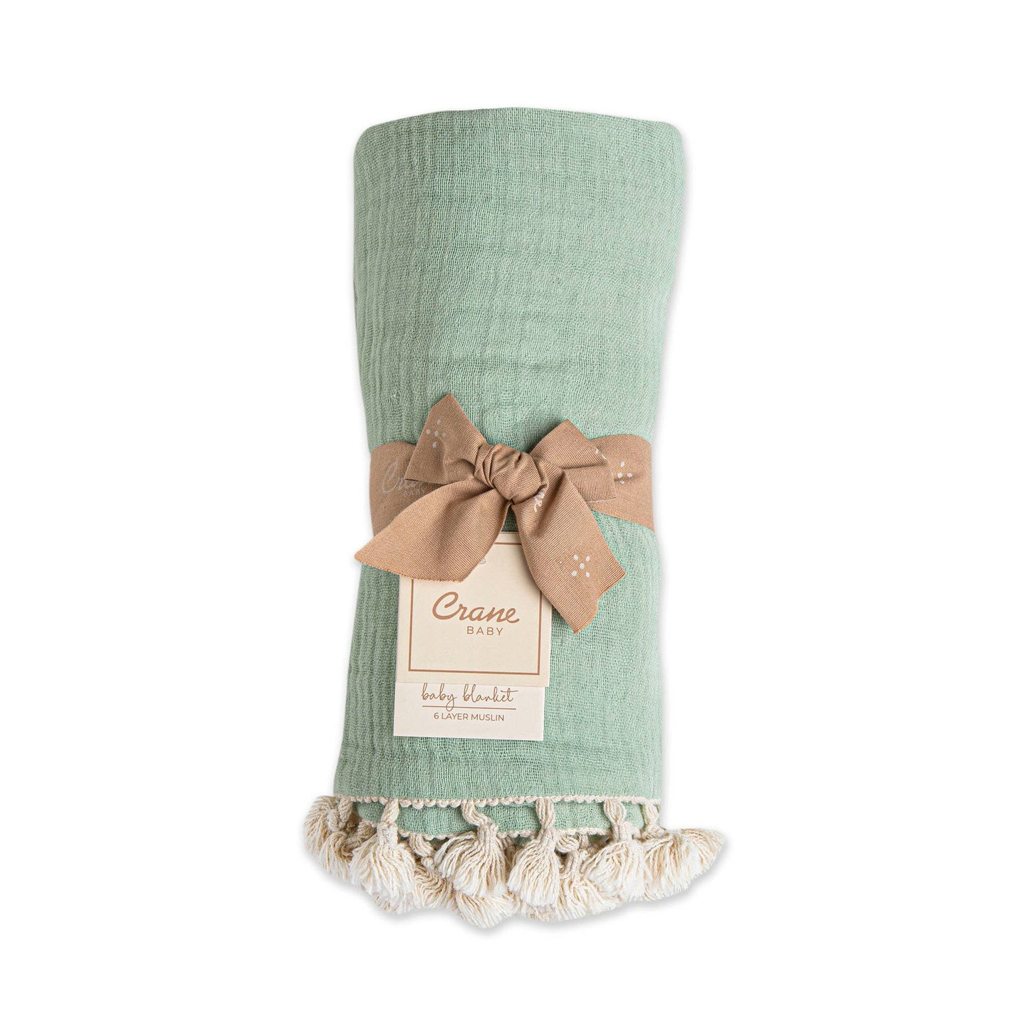 6 Layer Muslin Cotton Baby Blanket- Evergreen