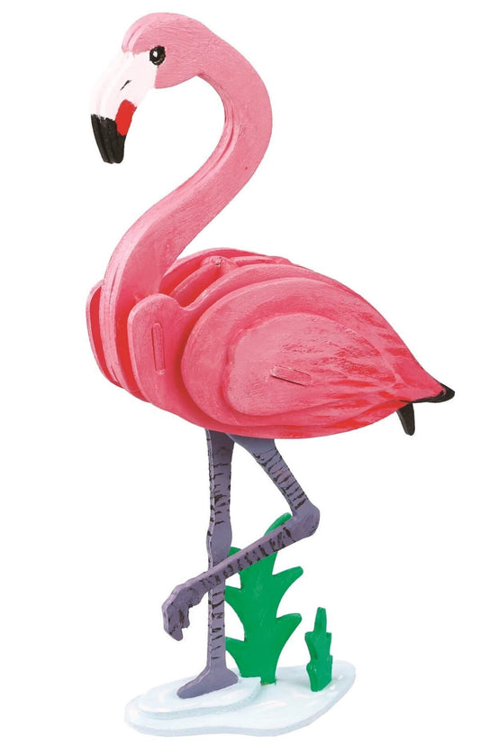 3D Wooden Puzzle with Paint Kit: Flamingo