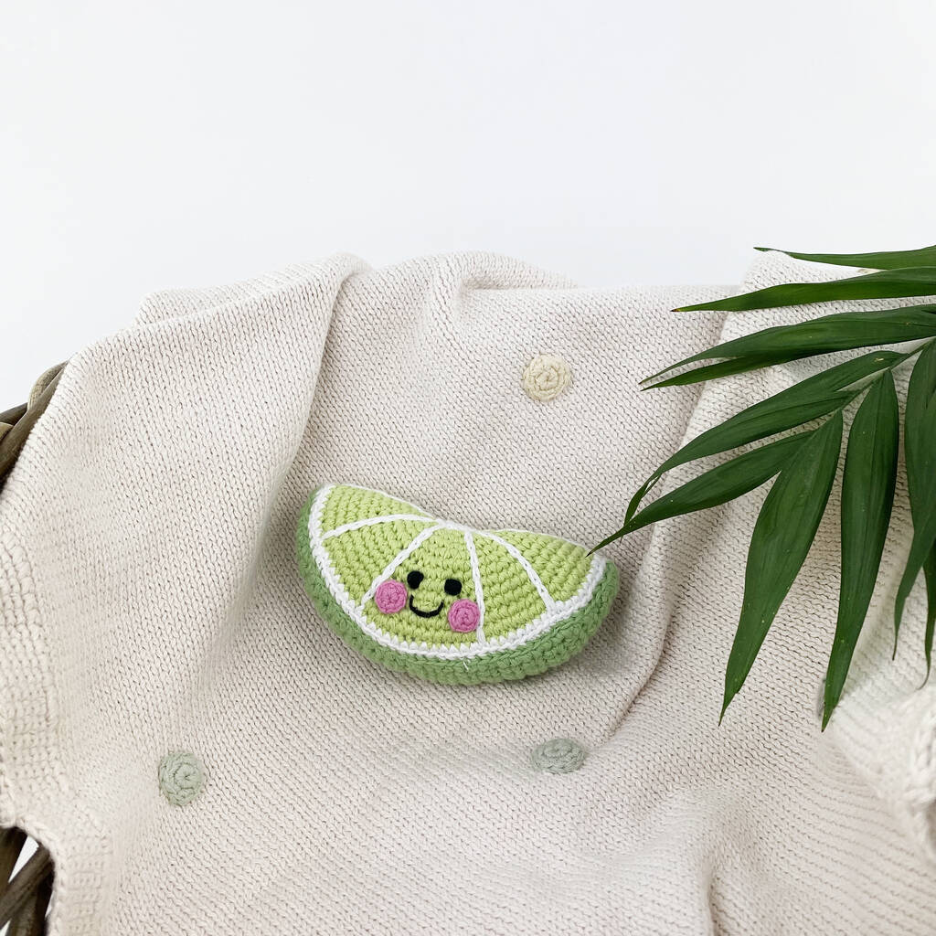 Handmade Friendly Lime Slice Rattle