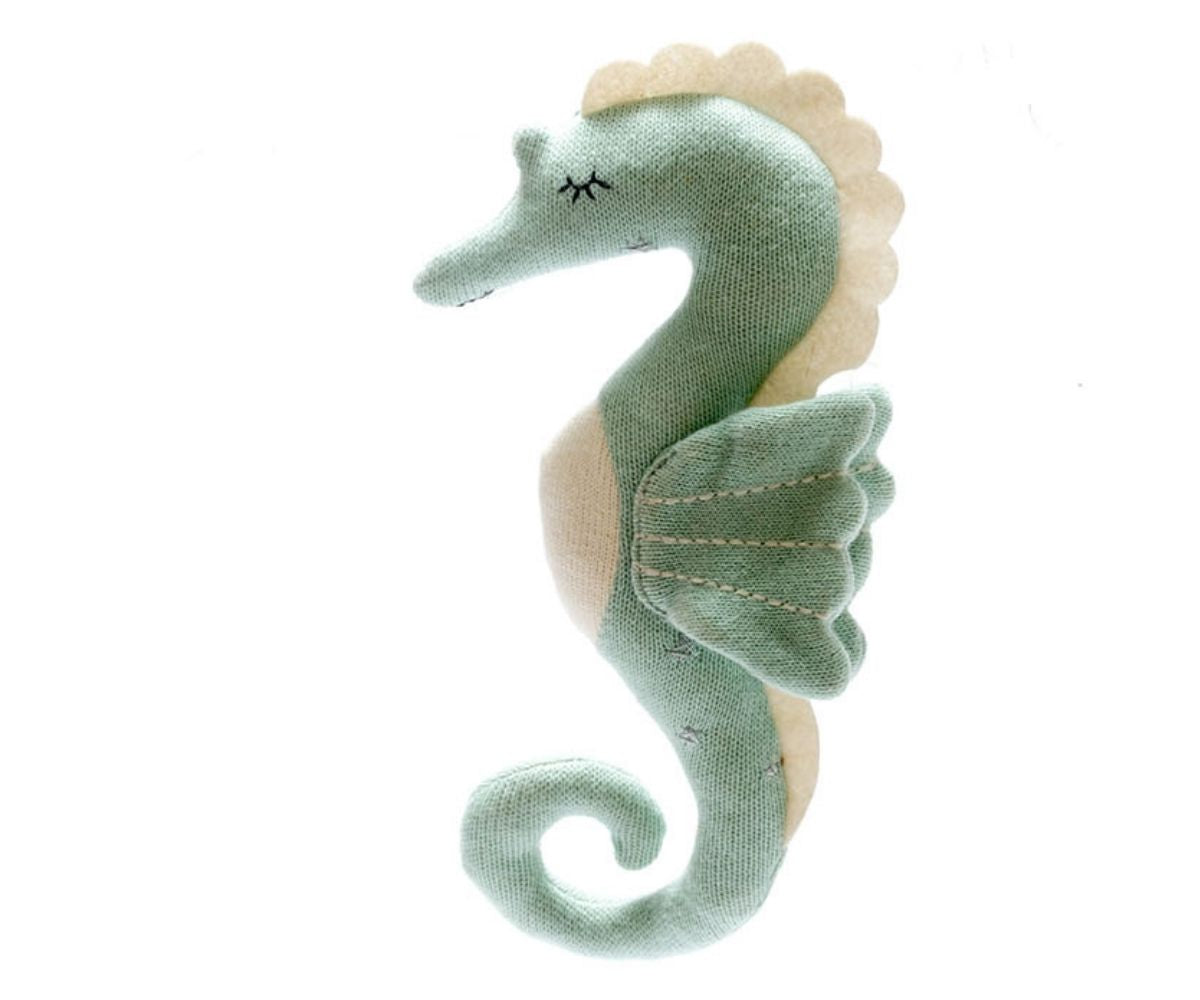 Sea Green Seahorse- Organic Cotton Knit Plush