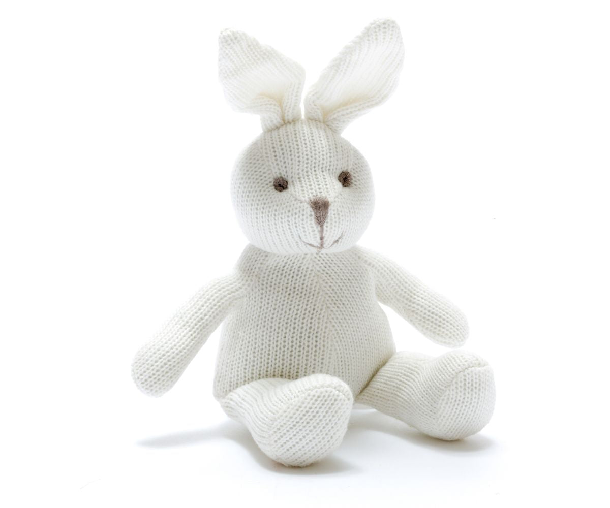 Knitted White Bunny- Organic Cotton Rattle